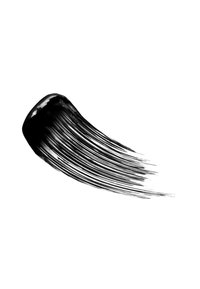 Vernice nera liquida con una consistenza liscia, che scorre in una forma curva, con sottili pennellate che creano una traccia dinamica contro uno sfondo bianco.