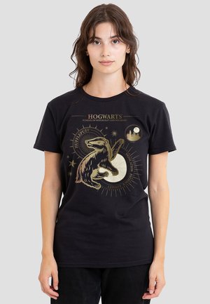 Cotton Soul, HARRY POTTER DEDICATION, PATIENCE, LOYALTY, HUFFLEPUFF - Print T-shirt - black