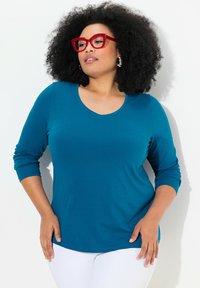 Ulla Popken LANGARM BASIC & V-AUSSCHNITT - Svetr - blue green