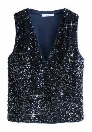 REGULAR FIT - V-NECK SLEEVELESS SEQUIN  - Blusa - navy