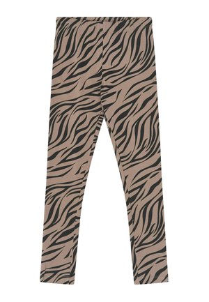 Leggings enfant en longueur complète avec motif zèbre marron et noir et taille élastique.