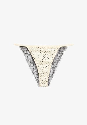 Massimo Dutti, POLKA DOT BRIEFS WITH LACE DETAIL - Trusser - sand