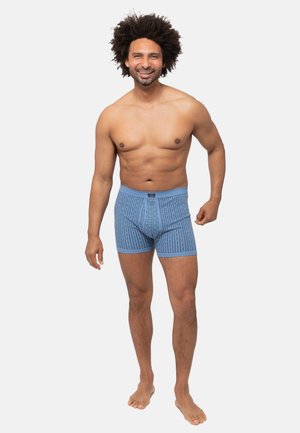 Herrenslipshorts in Hellblau mit strukturiertem Muster. Hergestellt aus weichem Stoff, mit einem bequemen Bund und atmungsaktivem Design.