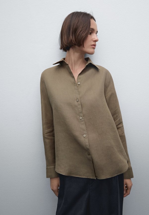 FLOWING - Button-down blouse - KHAKI