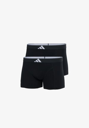 Boxer briefs negros hechos de una suave mezcla de algodón; cuentan con una cinturilla elástica gris con logo. Ajuste convencional, costuras cosidas, sin patrones.