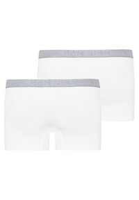 Vita boxerkalsonger med en mjuk grå elastisk midjeband med prägling. Tyget är slätt och elastiskt för komfort. Två par ingår.