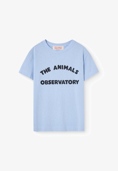 Light blue cotton t-shirt featuring bold black text reading "THE ANIMALS OBSERVATORY" in an arched design across the front.
