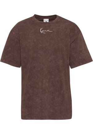 Karl Kani SMALL SIGNATURE WASHED HEAVY  LANDSE - Marškinėliai su spaudiniu - brown