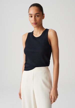 SLIM FIT RIB SPARKLE - Top - coal blue