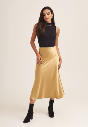 BIAS CUT MIDI  - A-line skirt - sandy gold