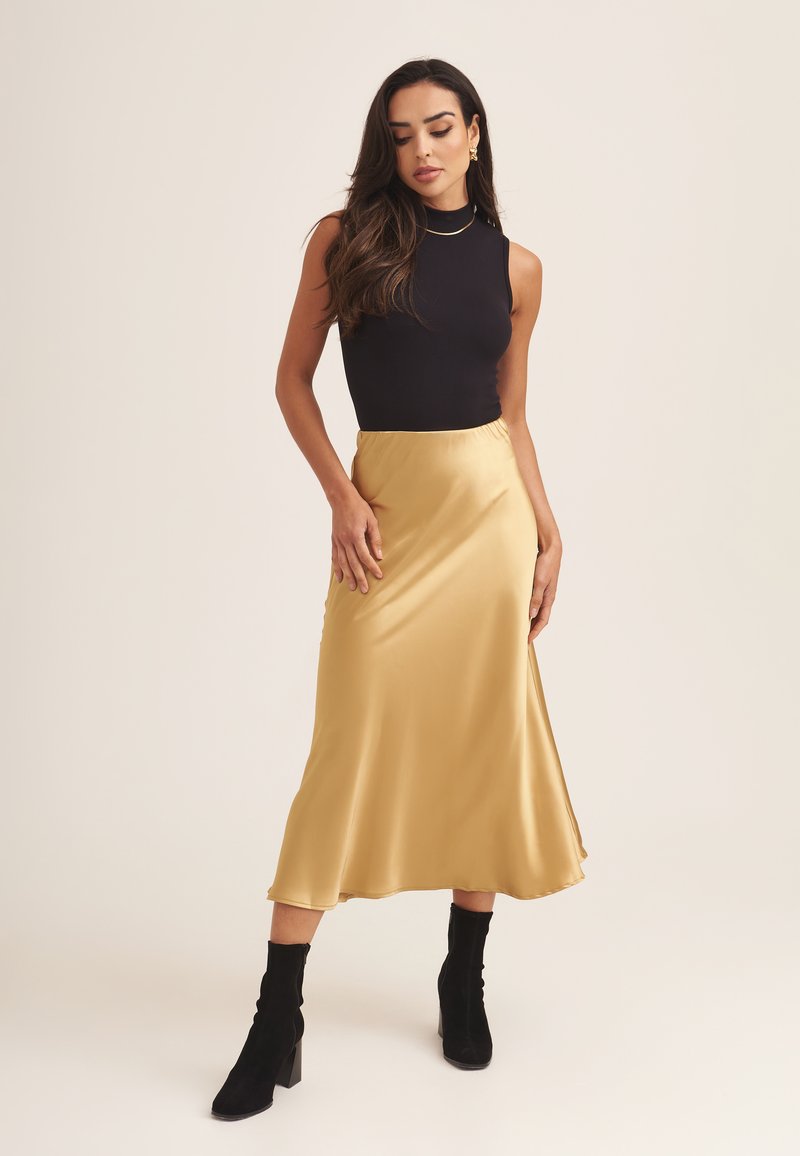 GINI LONDON BIAS CUT MIDI  - A-line skirt - sandy gold