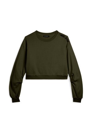 OVERSIZE CROPPED CON STAMPA FLOW SULLA SPALLA - Sudadera - dark green