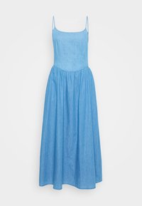 SCOOP NECK DIPPED WAIST MIDI - Vestido vaquero - light wash