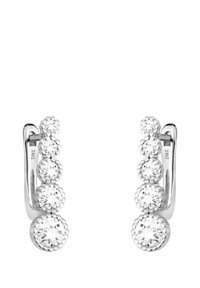 Örhängen i sterlingsilver med en rad av fem rundade, gnistrande klara kristaller som gradvis ökar i storlek, i en polerad ytfinish.