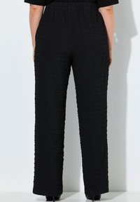 Ulla Popken HOSE, STRUKTUR, WEITES BEIN, ELASTIKBUND - Pantalon classique - black