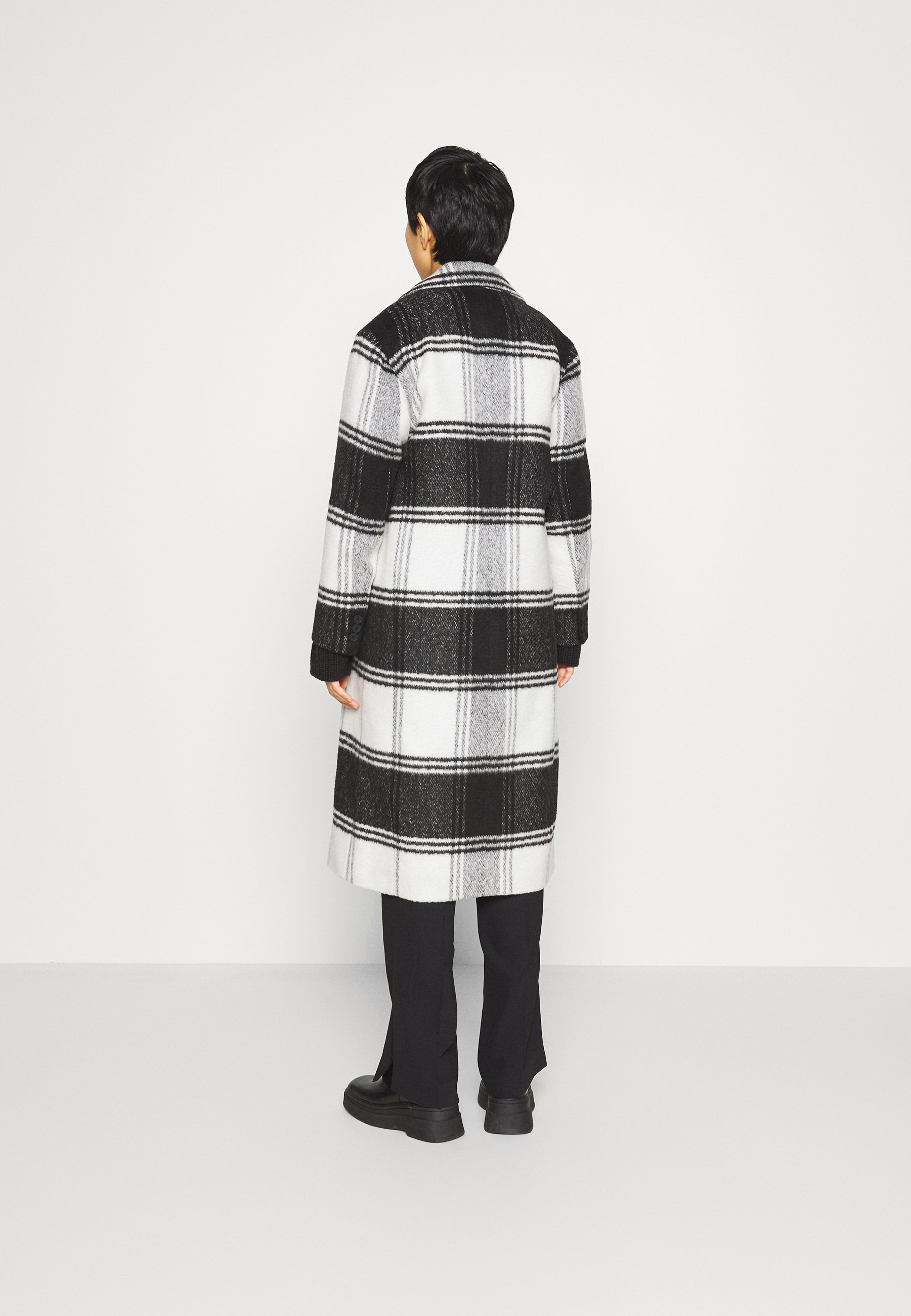 monochrome check coat
