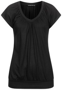 KURZARM UND V-NECK - Lihtne T-särk - black