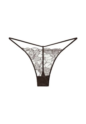 Massimo Dutti, WAVY-TRIM LACE THONG - Tanga - dark brown