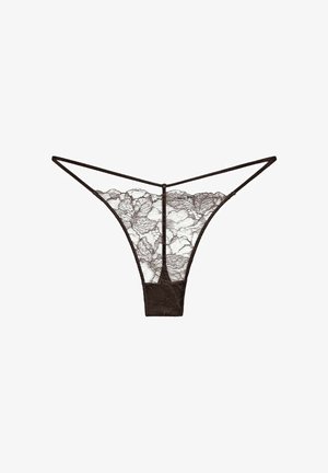 Massimo Dutti, WAVY-TRIM LACE THONG - Tanga - dark brown