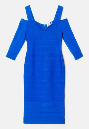 Hervé Léger NOTCHED BATEAU MIDI DRESS - Gebreide jurk - bright blue