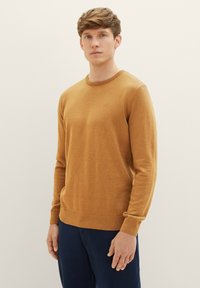 TOM TAILOR - Striktrøje - dark camel melange Miniaturebillede 1