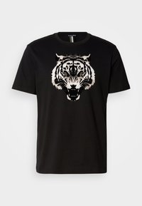 REGULAR FIT WITH MATT AND FLOCK - Printtipaita - black