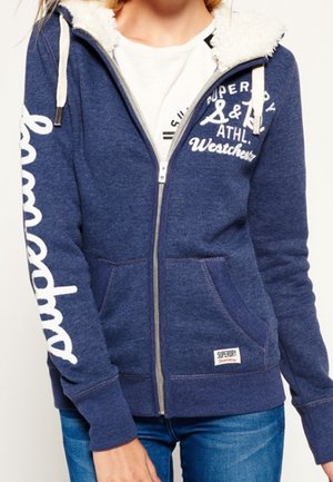 Mikina na zip - mottled dark blue
