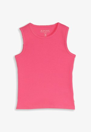 Mouwloze felroze geribde tanktop met ronde hals, maat 116/122, gemaakt van biologisch materiaal door Tom Tailor.