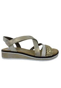 Rieker Sandalen met sleehak - gold metallic combi