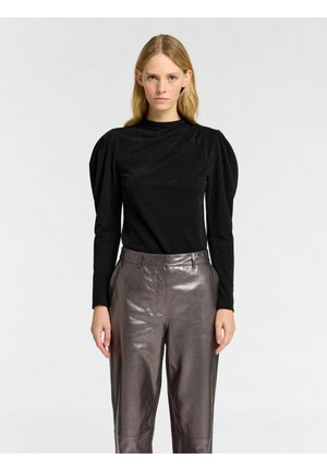 Selected Femme DRAPIERTES - Top s dlouhým rukávem - black