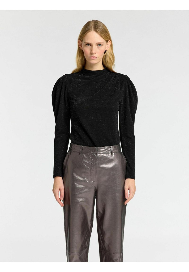 Selected Femme DRAPIERTES - Majica z dolgimi rokavi - black