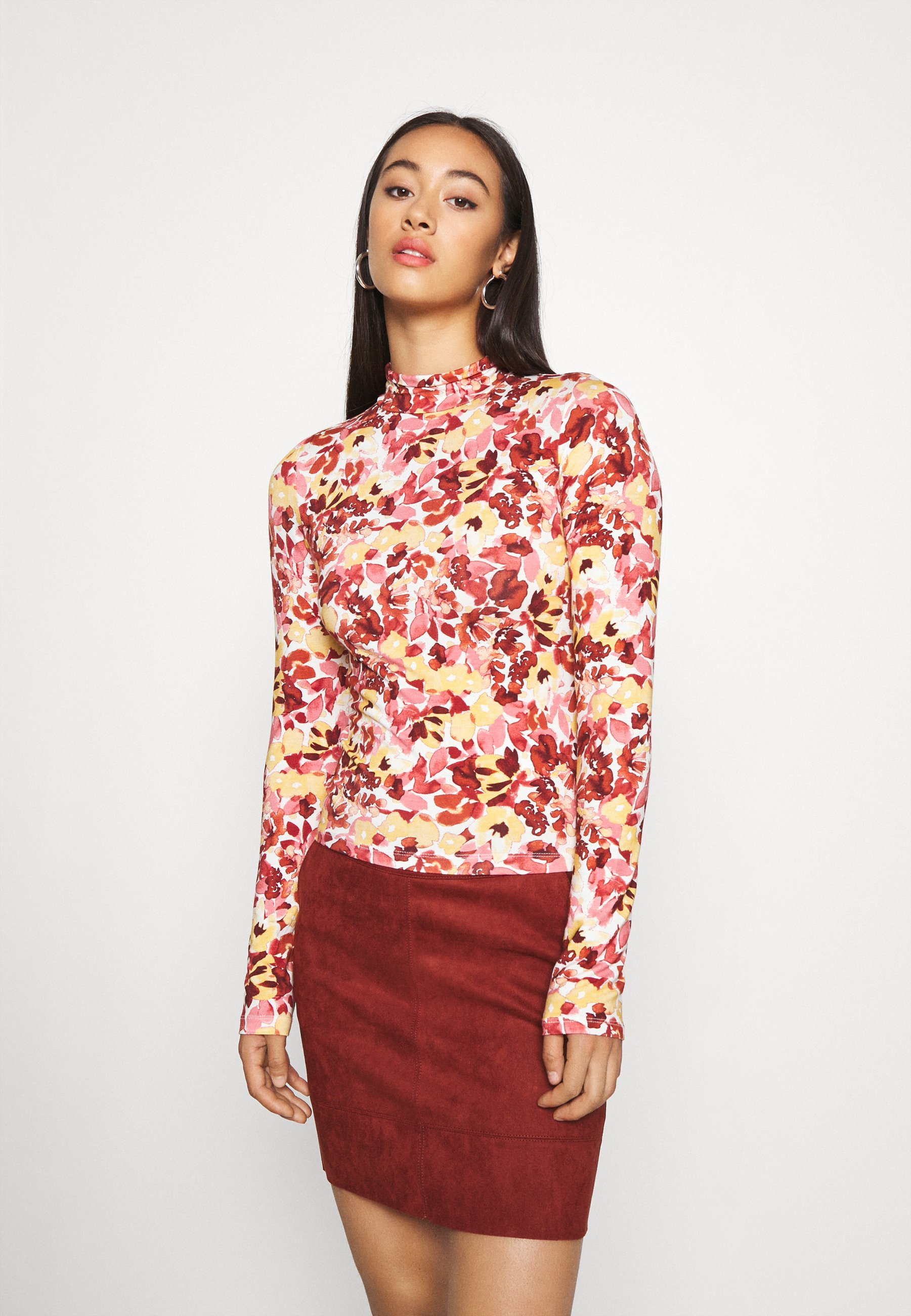 Gina Tricot DORSIA Topper langermet multi colouredrosa Gina Tricot DORSIA - Topper langermet - black/orange