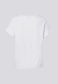 White cotton t-shirt, crew neck, short sleeves with rolled cuffs, no visible seams or patterns, smooth texture, simple design.