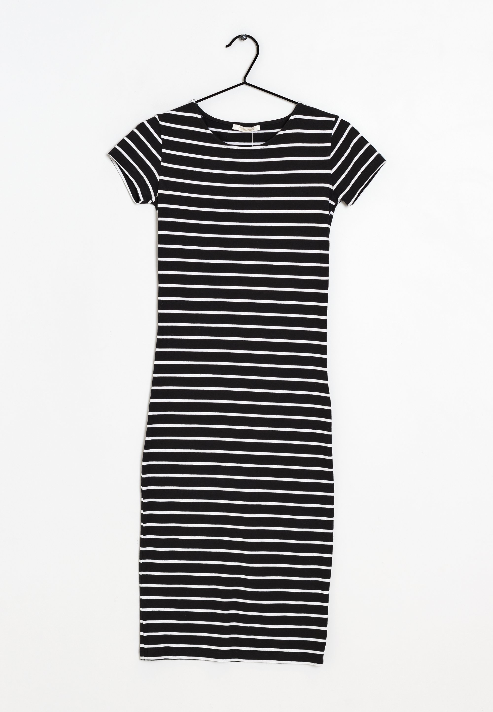 Black And White Striped Dress Pieces Jersey Dress Black (Pre-owned)