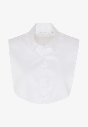 White cotton collar with a curved hem, button-front closure, and structured design. Brand label "ETERN" visible inside.