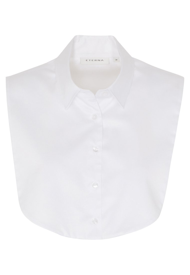 White cotton collar with a curved hem, button-front closure, and structured design. Brand label "ETERN" visible inside.