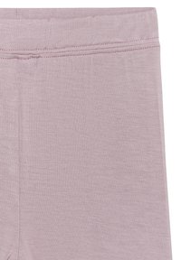Leggings rosa chiaro realizzati in un tessuto morbido ed elasticizzato. Presentano un punto vita liscio con cuciture sottili e senza motivi o dettagli visibili.