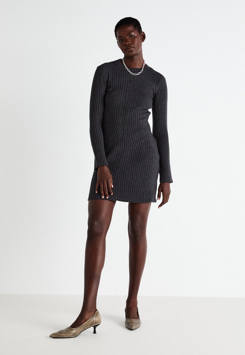 Vero Moda VMCARMA ONECK DRESS - Shift dress - dark grey melange/mottled dark  grey - Zalando.ie