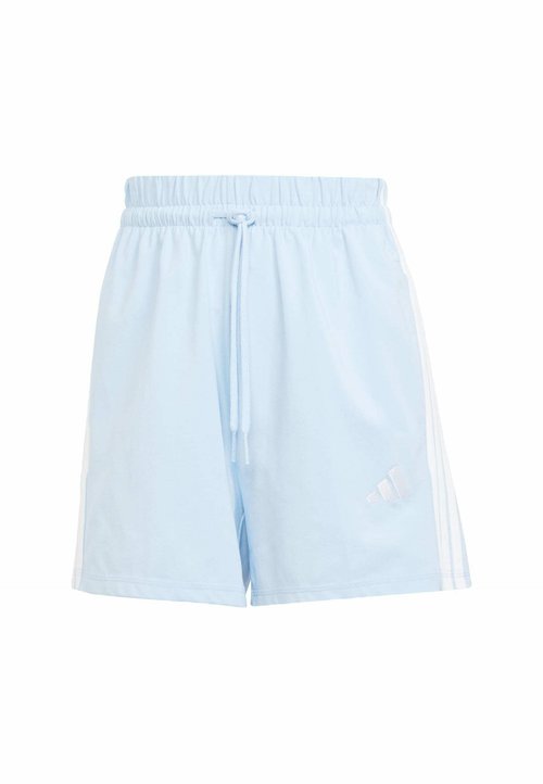 adidas Women's Essentials 3-Stripes Cotton Shorts Glow Blue/White — foto 5