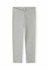 Lichtgrijze, ribbelige katoenleggings voor kinderen, voorzien van een elastische tailleband en een slim fit ontwerp.