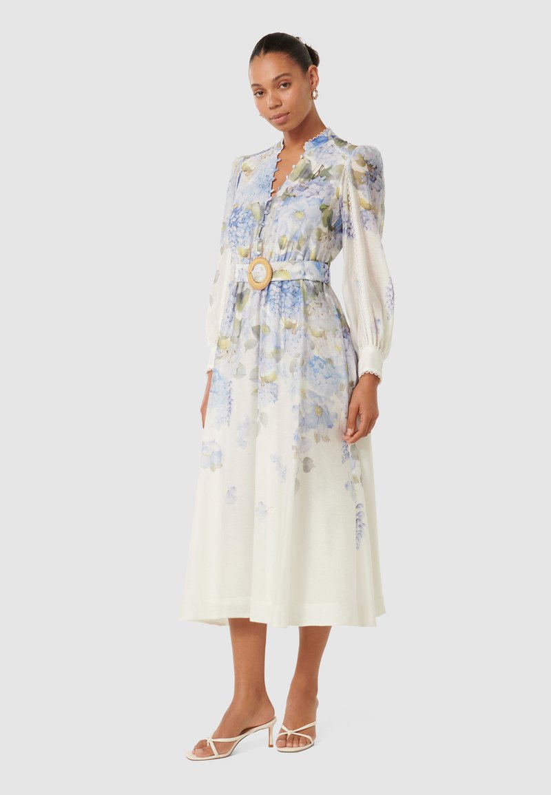 Forever New PEYTON TRIM DETAIL MIDI - Cocktail dress / Party dress - blue  warrantina/off-white - Zalando.co.uk
