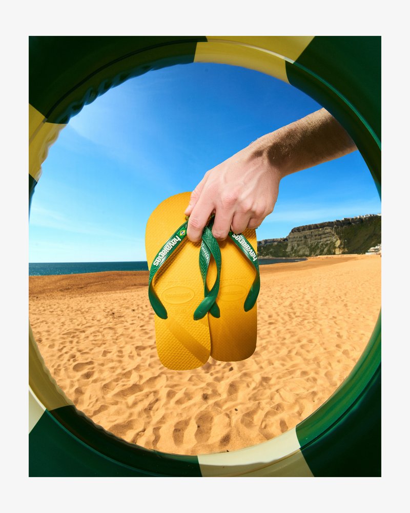 Havaianas Infradito Uomo Brasil Logo - Ciabatte Da Spiaggia In Gomma Giallo Neon, Comode E Leggere - Foto 8