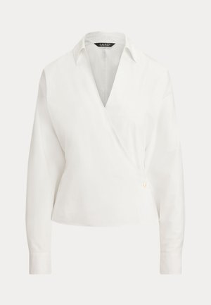 Lauren Ralph Lauren, STRETCH-COTTON-BLEND WRAP SHIRT - Блуза - white