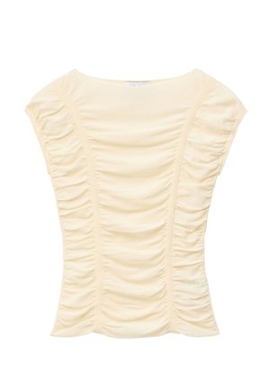 & OTHER STORIES, & OTHER STORIES RUCHED CAP-SLEEVE TOP - Débardeur - beige