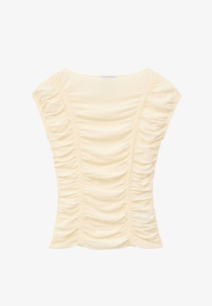 & OTHER STORIES, & OTHER STORIES RUCHED CAP-SLEEVE TOP - Topp - beige