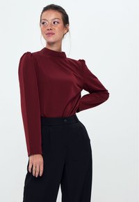 Herita STANDING COLLAR LONG SLEEVE - Camicetta - burgundy