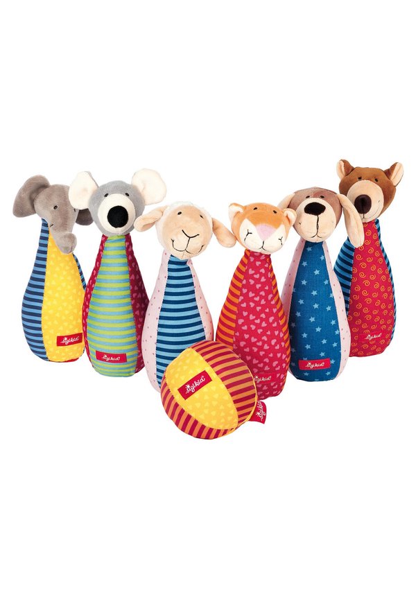 KEGELSPIEL MIT 6 STOFFTIERFIGUREN UND SOFTBALL PLAYQ - Kuscheltier - mehrfarbig