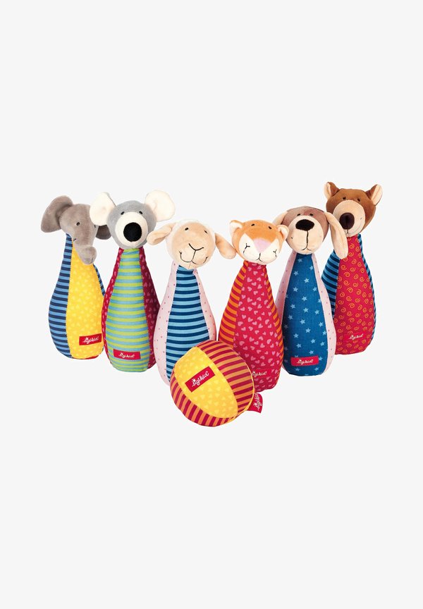 KEGELSPIEL MIT 6 STOFFTIERFIGUREN UND SOFTBALL PLAYQ - Kuscheltier - mehrfarbig