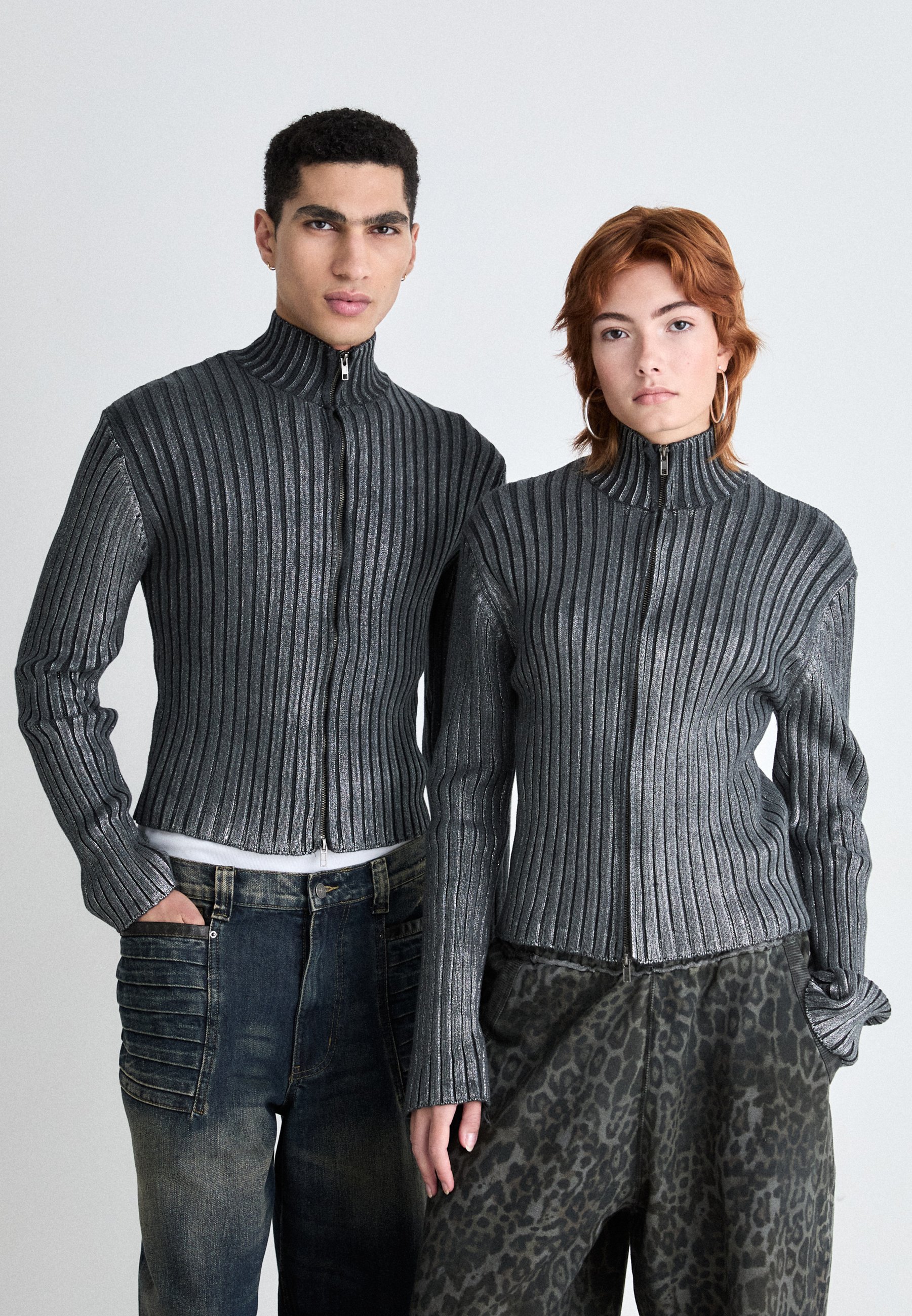 Jaded London Uo Exclusive Black Lucid Knit Track Top in Blue for 