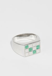 ZIGZAG PAVÉ CHATA SIGNET UNISEX - Prsten - silver-coloured